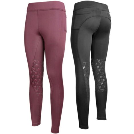 L, Nero: Leggings da equitazione modello Charlene con fascia elastica in vita per donna
