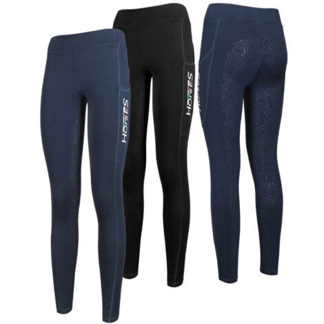 L, Nero: Leggings per equitazione da donna in tessuto tecnico modello NADIN