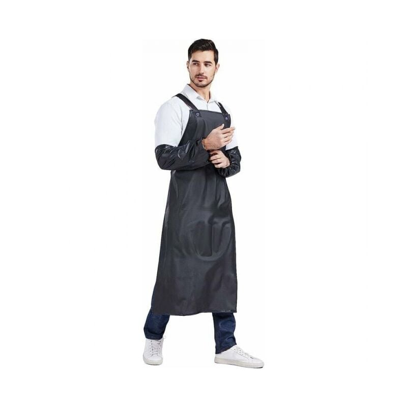 Cyslmuk - m noir,Tablier + manches Tablier imperméable résistant réglable, tablier de travail en caoutchouc