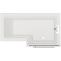 L Shape 1500mm Right Hand Shower Bath with Towel Rail Shower Screen and Panel