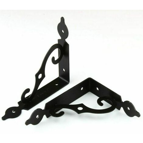 L Shape Iron Wall Shelf Bracket Triangular Shelf Bracket 140110mm Carport Bracket & Fixing 4pcs(the black)