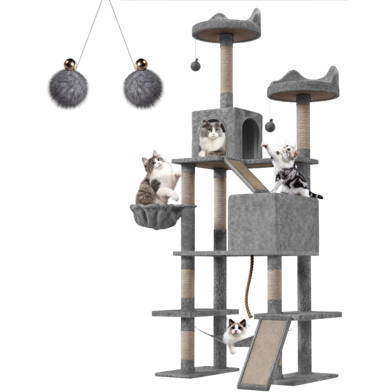 Arbre à chat chat grimpant et jouant étagère gris 209cm Devoko