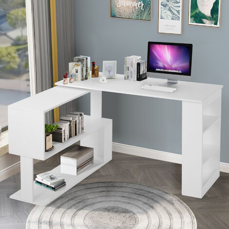 L Shaped Corner Computer Desk with Large Storage Space Study Desk Laptop Table