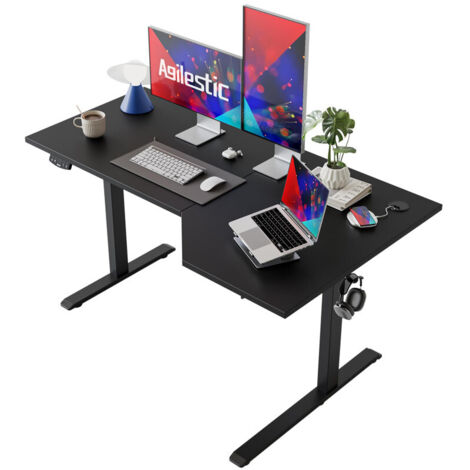 L-Shaped Electric Standing Desk, Height Adjustable Sit-Stand Desk for Home Office, Ergonomic Computer Desk with Spliced Board