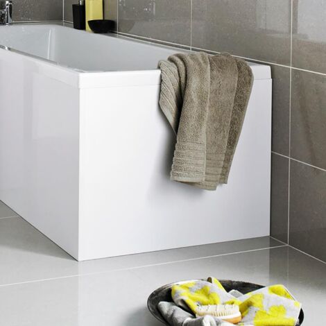 L Shaped Shower Bath End Panel Modern Bathroom White Gloss MDF 680x540mm