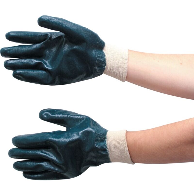 Lightweight Nitrile Fully Coated Knit Wrist Black Gloves - Size 10 - Black - Tuffsafe