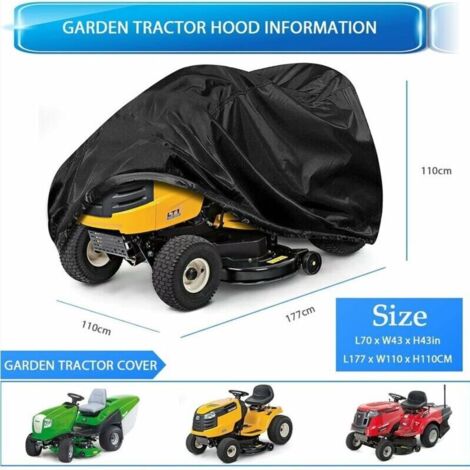 (L177 x P110 x H110 cm) Telo di copertura per trattorino rasaerba, telo di copertura per trattore da giardino, universale, resistente alle intemperie, ai raggi UV, in tessuto Oxford 210D resistente, p