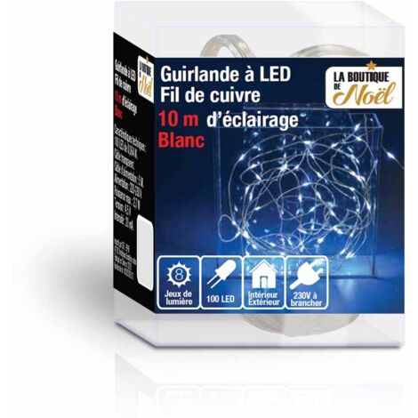 LA BOUTIQUE DE Noël - Guirnalda luminosa LED de alambre de cobre eléctrico Gris 20 mètres