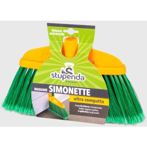 La Briantina Scopa Alta per Interni Madame Simonette, con Setole Micropiumate, Sottile e Ultra-Compatta 21x30x5 cm, Attacco del Manico Universale