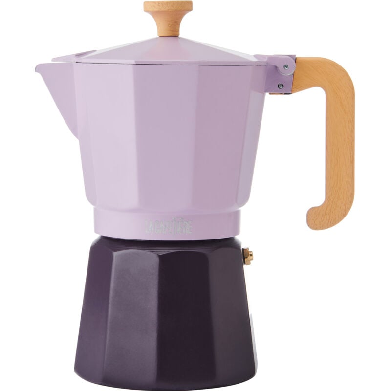 Image of La Cafetière Bollitore Espresso 6 Tazze Bicolore Viola, In Alluminio, Compatibile con Gas, Elettrico, Vitroceramica, Bollitore Espresso Tradizionale