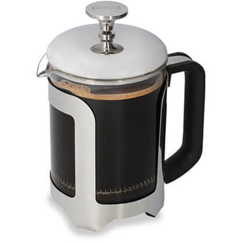 La Cafetiere Roma 4 Cup Cafetiere, Stainless Steel 650ml French Press Coffee Maker in Silver