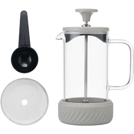 La Cafetière Zero - Cafetera de 3 tazas de café con leche/crema, prensa francesa sin ensuciar, resistente al calor, con mango de vidrio y base de silicona extraíble, fácil de limpiar, idea de regalo