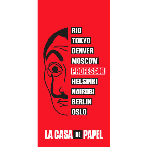 La Casa de Papel - Serviette de plage en coton - Rouge - 70 x 140 cm - Livraison gratuite