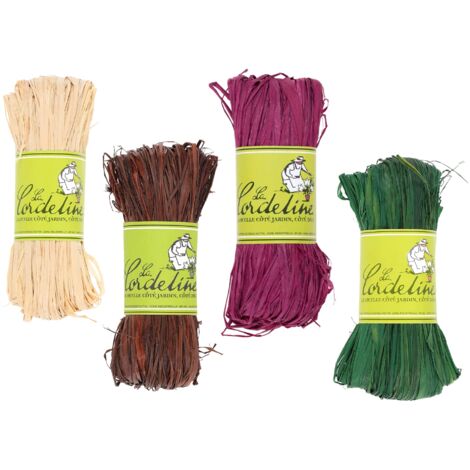La cordeline Set di 4 rafie, 50 g, Colori Assortiti, Naturale, Verde Menta, Marrone, Viola