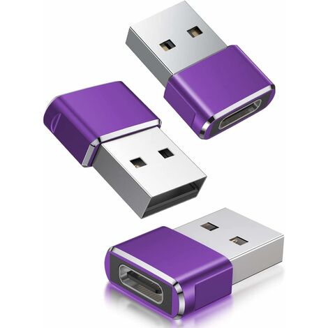 La couleur violette Adaptateur USB C Femelle vers USB A Mâle 3-Pack,Convertisseur Câble Chargeur Type C pour Apple Watch 7 SE,iPhone 11 12 13 Pro Max Mini,8,AirPods,iPad 10 Air 5,14,Samsung Galaxy S23