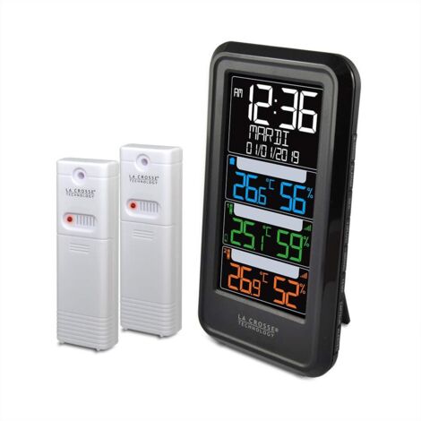 La Crosse Technology - WS6813 Stazione di temperatura con 2 sensori termo/hygro e schermo colorato- Nero