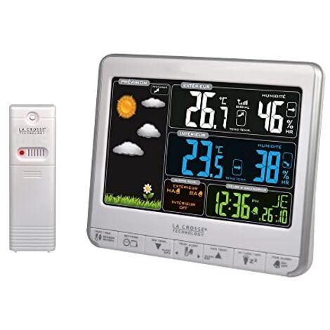 La Crosse Technology WS6826WHI-SIL - Stazione Meteo con Schermo a Colori, Colore: Argento/Bianco
