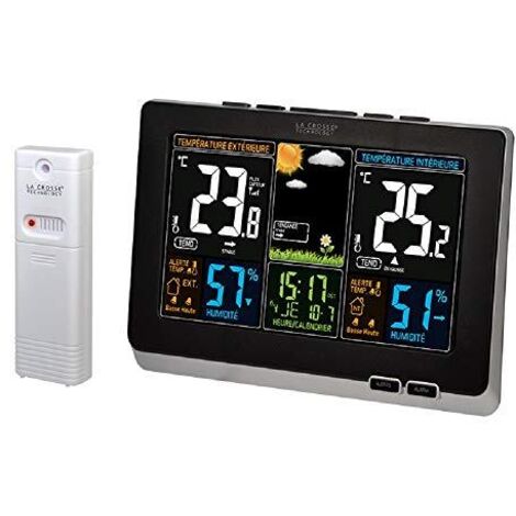 La Crosse Technology WS6828-BLA - Stazione Meteo con Schermo a Colori, Colore: Nero