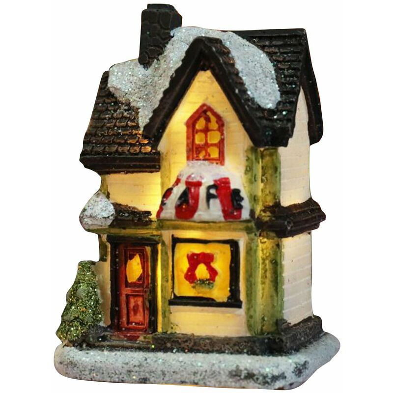 

Happyshopping - La escena navidena alberga una casa de construccion con luces LED calidas, funciona con baterias, regalo de Navidad Ornamnet,E