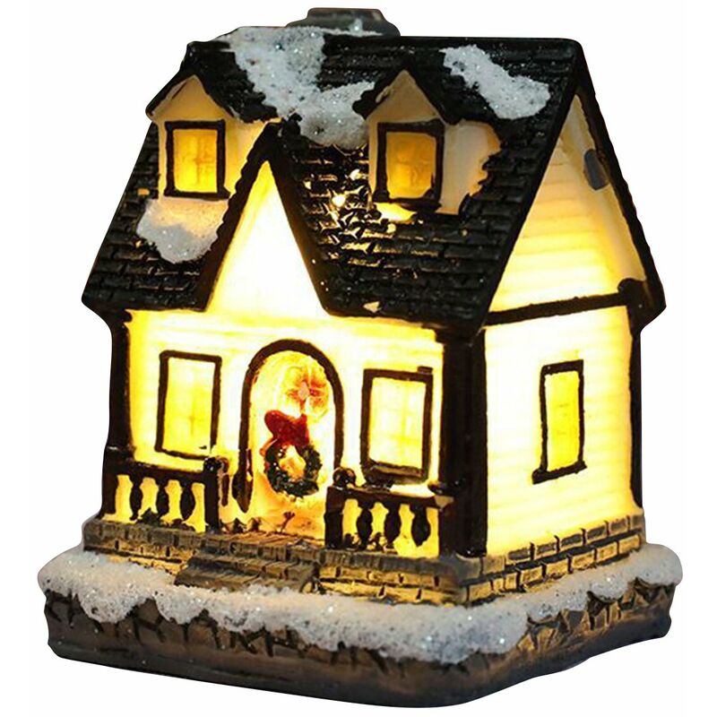 

Happyshopping - La escena navidena alberga una casa de construccion con luces LED calidas, funciona con baterias, regalo de Navidad Ornamnet,C