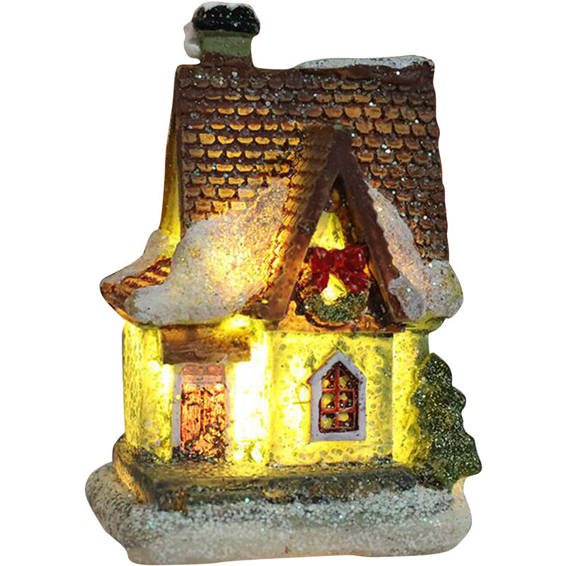 

Asupermall - La escena navidena alberga una casa de construccion con luces LED calidas, funciona con baterias, regalo de Navidad Ornamnet, GRAMO