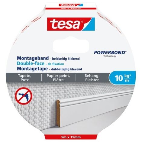 la fijación de cinta de doble cara Tesa - 'Powerbond 77743' para el papel pintado y yeso 10 kg / m