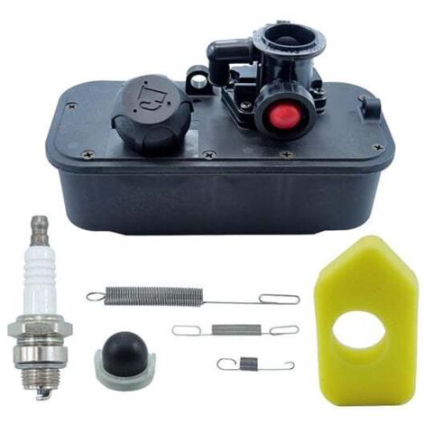 La gama completa de accesorios para cortadoras de césped incluye el conjunto de cilindro de carburador para la serie 494406, el carburador de tanque de combustible 795477 y repuestos para 498809, 4988