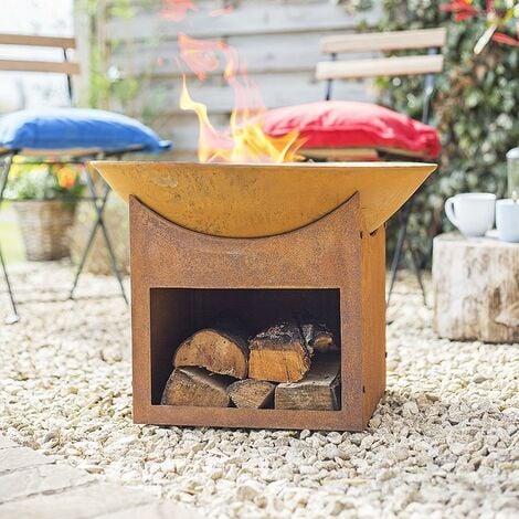 La Hacienda 58240 Oxidised Fasa Fire Pit Basket Bowl Cast Iron Outdoor Heater