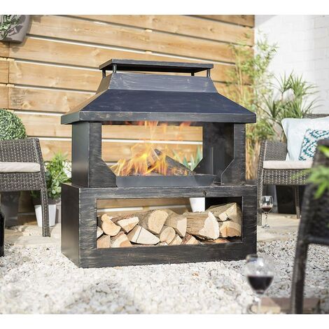 main image of "La Hacienda 58281 Stonehurst Fireplace Firepit Chimenea Garden Log Burner Heater"