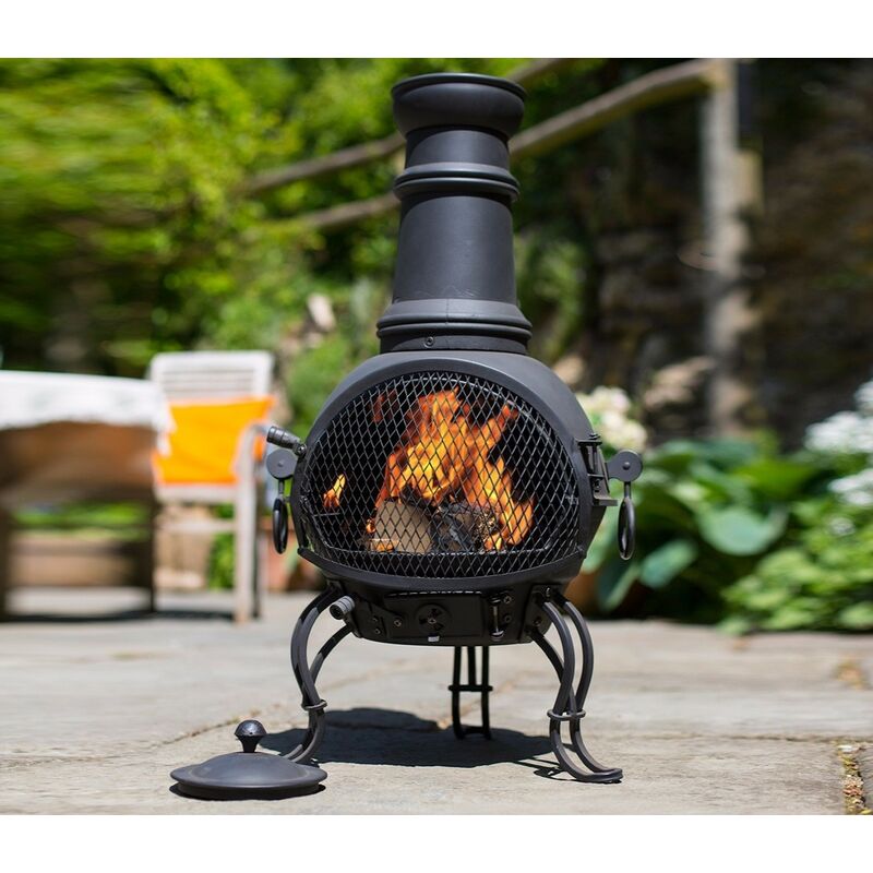 Murcia Medium Chimenea Firepit bbq Steel Garden Outdoor Heater - La Hacienda