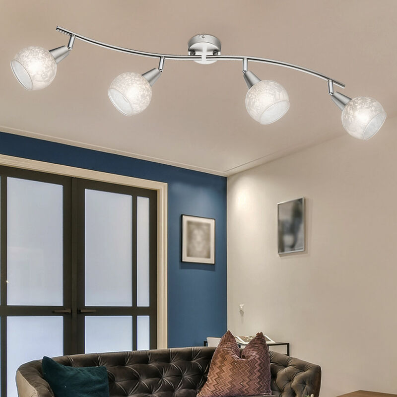 

Lámpara de techo con riel de luz de bola de vidrio, foco de decoración de flores de hielo en un juego que incluye bombillas LED