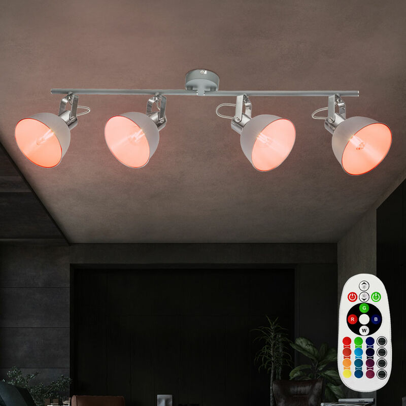 

Lámpara de techo retro Spots lámpara móvil regulable MANDO A DISTANCIA en un juego que incluye lámparas LED RGB