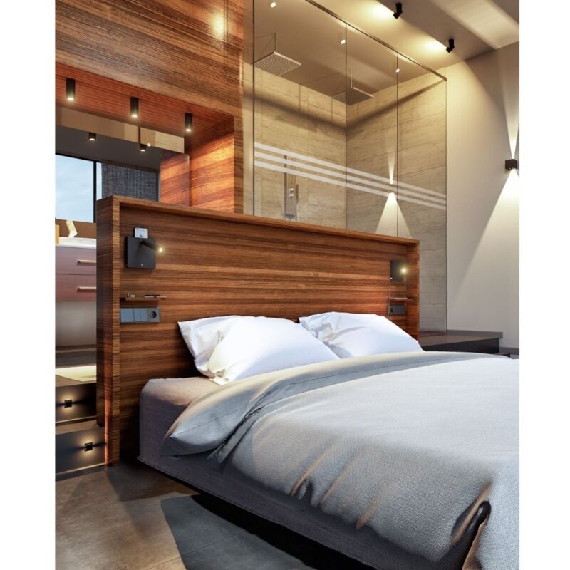 Applique de lit led 4W avec chargement par induction usb et lumière tactile noire