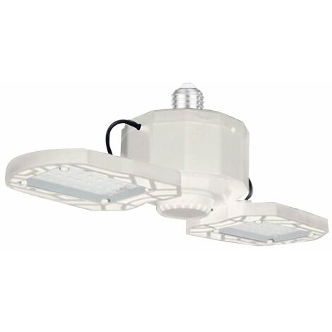 La lumière de garage se pliante de déformation menée E27 a mené la lumière élevée de baie 2 feuilles 60W coque en plastique blanche