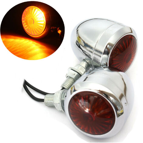 DMTOOL la lumière Moto Signal lumineux Moto Flasher Lumière Moto Tourner la lampe 2PCS Moto Clignotant Indicateur Clignotant Marqueur Lampe Ambre For Harley Chrome Scooter
