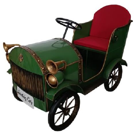 La Macchina di Babbo Natale in Metallo Verde Antico cm 156 Decorazione Natalizia fari  volante e ruote allestimenti festivita'
