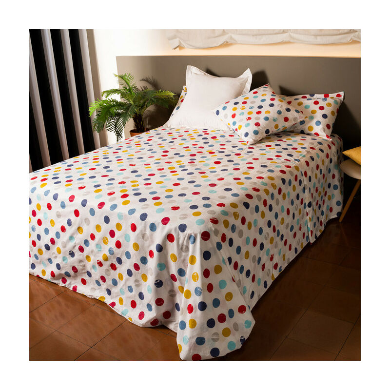 

Juego de sábanas Algodón 3p - Topos cama 090 cm Algodón - Blanco - cama 090 cm - La Mallorquina