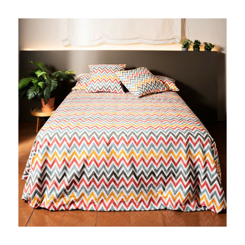 

Juego de sábanas Algodón 3p - ZigZag cama 135 cm Algodón - Piedra - cama 135 cm - La Mallorquina