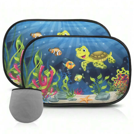 La mejor lámina de protección UV para ventanas de coche: autoadhesiva, ideal para la protección solar de bebés y mascotas, lámina de protección solar para bebés de 2 piezas con estampado de tortuga.