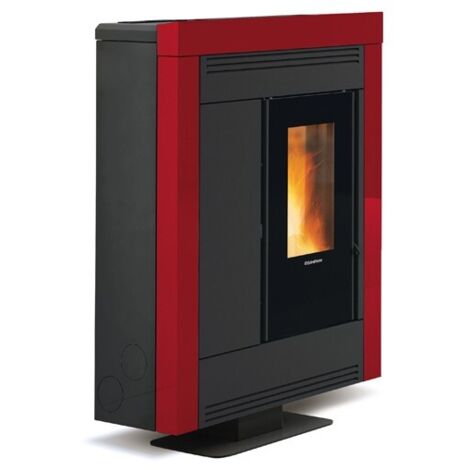 La Nordica Stufa A Pellet Souvenir Plus Steel 5.0 Bordeaux 10.2 Kw Canalizzata Slim