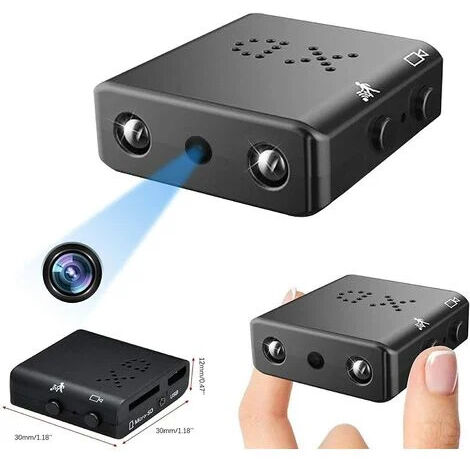 La plus petite caméra HD avec vision nocturne, détection de mouvement, stockage sur carte SD, caméra de surveillance nounou sans fil avec audio, caméra de sécurité intérieure-extérieure, compatible avec Android, iOS