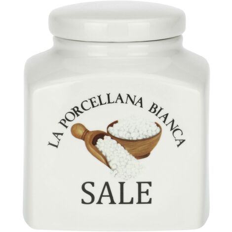 La Porcellana Bianca, Barattolo per Sale da Cucina in Porcellana Decorata, Linea Conserva, Capienza 1.1L