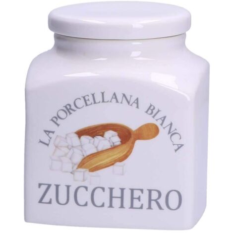 La Porcellana Bianca - Barattolo Porcellana Deco Zucchero in Gift Box - Conserva, Barattoli e Contenitori - Barattoli Cucina - Porcellana - 1100 cc 11,5x11,5xh14,5 cm