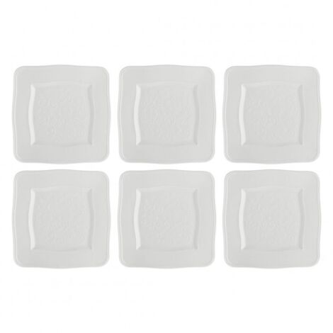 LA PORCELLANA BIANCA Juego de 6 platos cuadrados Florentina - blanco, 20 cm