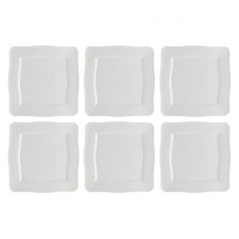 LA PORCELLANA BIANCA Lot de 6 assiettes carrées Florentina - Blanc, 26,5 cm - Élégance au quotidien