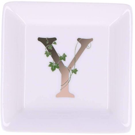 La Porcellana Bianca - Piattino Quadrato Lettera Y - Arredo Casa, Cucina - Linea Adorato - Idea Regalo - Porcellana - 10x10xh1,5 cm