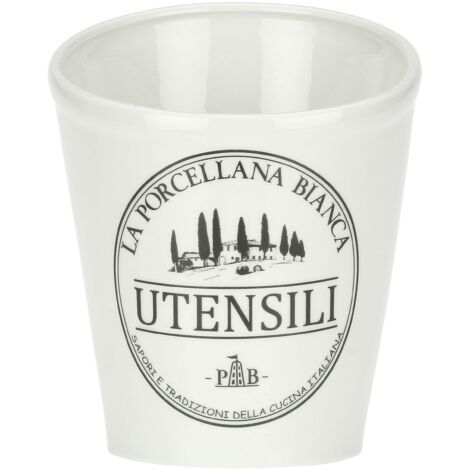 La Porcellana Bianca, Porta Utensili da Cucina in Porcellana Decorata, Linea Conserva, 14x15x18 cm