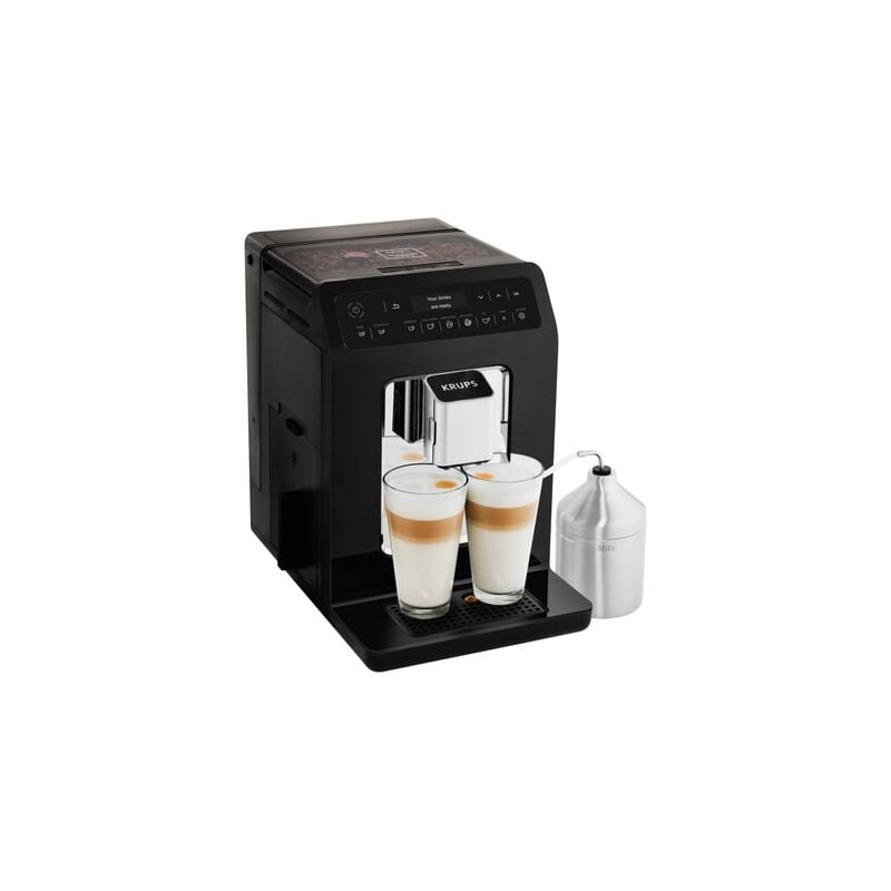 KRUPS Evidence Silver avec pot à lait inox Machine à café broyeur grain  Machine expresso Mousseur à lait Cappuccino Espresso Nettoyage automatique