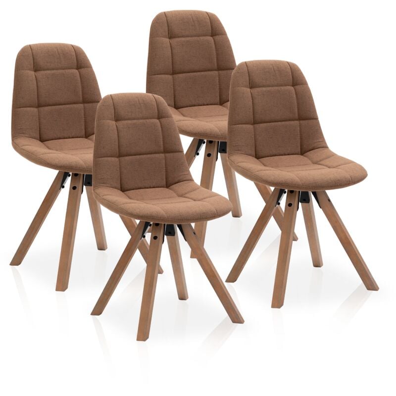 

La Silla Española - Pack de cuatro sillas de comedor estilo nórdico con asiento y respaldo fabricado en tela modelo Gerona en color chocolate