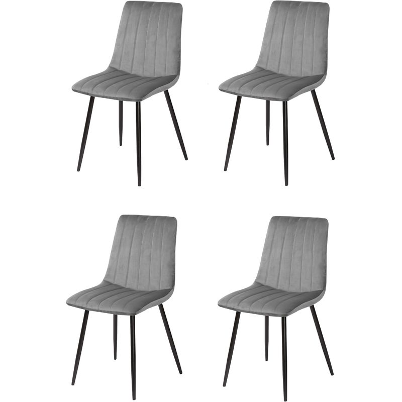 

La Silla Española - Pack de cuatro sillas de comedor estilo vintage con asiento y respaldo fabricado en terciopelo modelo Denia en gris piedra